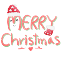 merry christmas lettering with Santa Claus hat and sock isolated on transparent background png