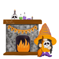 Fireplace Halloween Clipart Digital painting watercolor png