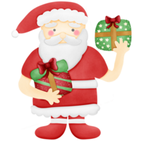 santa claus com presente isolado em transparente fundo png