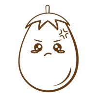 Angry Face Eggplant Set Face Vegetable Line Style png