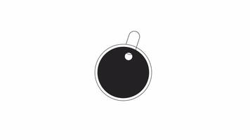 Circle label hang tag bw outline 2D object animation. Blank discount sticker black friday monochrome linear cartoon 4K video. Round clothing hangtag empty animated element isolated on white background video