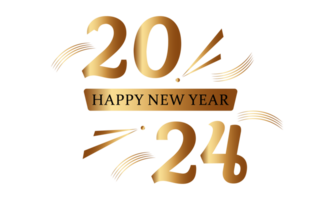 Golden happy new year 2024 png