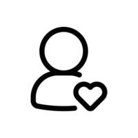 amor usuario icono en de moda contorno estilo aislado en blanco antecedentes. amor usuario silueta símbolo para tu sitio web diseño, logo, aplicación, ui vector ilustración, eps10.