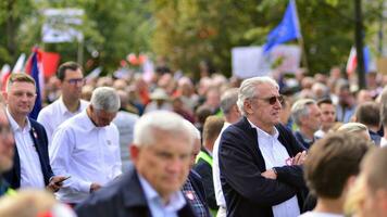 Warsaw, Poland. 1 October 2023. March of a Million Hearts. Hundreds of thousands march in  anti-government protest to show support for democracy. The spontaneous reaction of people. photo