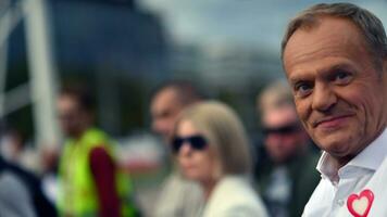 Warsaw, Poland. 1 October 2023. Donald Tusk during of in the biggest demonstrations seen in Poland since the fall of communism. March of a Million Hearts. photo