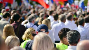 Warsaw, Poland. 1 October 2023. March of a Million Hearts. Hundreds of thousands march in  anti-government protest to show support for democracy. The spontaneous reaction of people. photo