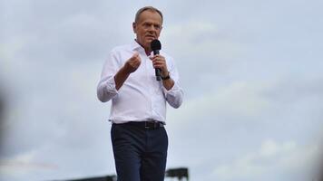 Warsaw, Poland. 1 October 2023. Donald Tusk during of in the biggest demonstrations seen in Poland since the fall of communism. March of a Million Hearts. photo