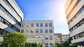 A modern tenement house in the city. photo