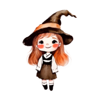 Cute little witch on Halloween AI Generative png