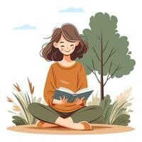 A person reading a book. Book lover, reader. Flat graphic vector illustrations.