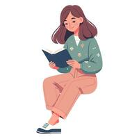 A person reading a book. Book lover, reader. Flat graphic vector illustrations.