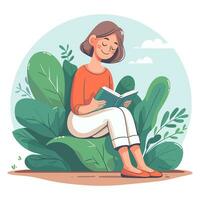 A person reading a book. Book lover, reader. Flat graphic vector illustrations.