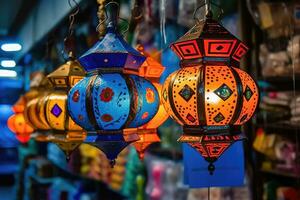 Vibrant Asian Lanterns - A Festive Splash of Color - Generative AI photo