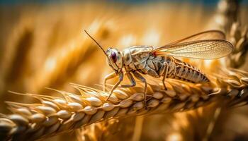 Insect Pest on Wheat Crop - Generative AI photo