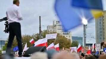 Warsaw, Poland. 1 October 2023. Donald Tusk during of in the biggest demonstrations seen in Poland since the fall of communism. March of a Million Hearts. photo