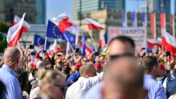 Warsaw, Poland. 1 October 2023. March of a Million Hearts. Hundreds of thousands march in  anti-government protest to show support for democracy. The spontaneous reaction of people. photo