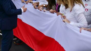 Warsaw, Poland. 1 October 2023. March of a Million Hearts. Hundreds of thousands march in  anti-government protest to show support for democracy. The spontaneous reaction of people. photo