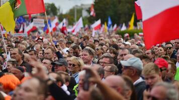 Warsaw, Poland. 1 October 2023. March of a Million Hearts. Hundreds of thousands march in  anti-government protest to show support for democracy. The spontaneous reaction of people. photo