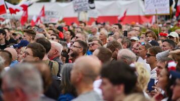 Warsaw, Poland. 1 October 2023. March of a Million Hearts. Hundreds of thousands march in  anti-government protest to show support for democracy. The spontaneous reaction of people. photo