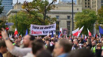 Warsaw, Poland. 1 October 2023. March of a Million Hearts. Hundreds of thousands march in  anti-government protest to show support for democracy. The spontaneous reaction of people. photo