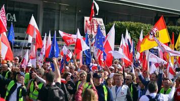 Warsaw, Poland. 1 October 2023. March of a Million Hearts. Hundreds of thousands march in  anti-government protest to show support for democracy. The spontaneous reaction of people. photo