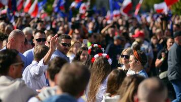 Warsaw, Poland. 1 October 2023. Donald Tusk during of in the biggest demonstrations seen in Poland since the fall of communism. March of a Million Hearts. photo