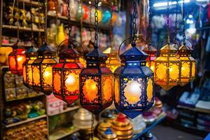 Indian-Inspired Festive Lanterns - A Burst of Color - Generative AI photo