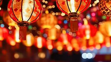 A Spectacular Display of Chinese Lanterns for Lunar New Year - Generative AI photo