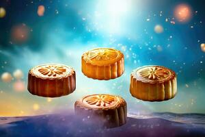 Mooncakes with Intricate Designs - Generative AI photo