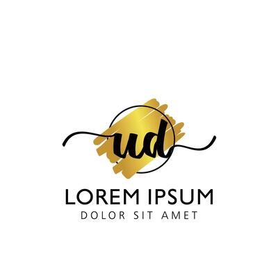 UD Initial Handwriting gold Brush Template Design