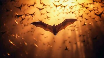 Nocturnal Bat in Flight - Halloween Icon - Generative AI photo