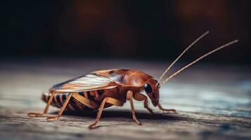 Kitchen Pest - Brown Cockroach - Generative AI photo