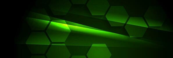 Green glowing technology minimal background with hexagons vector