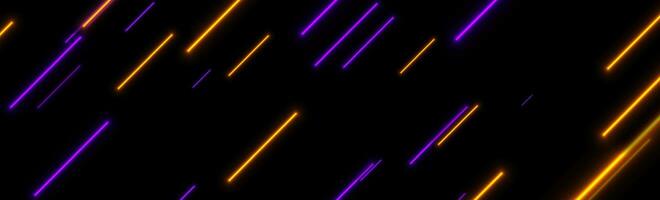 Violet and orange glowing neon lines abstract tech background vector