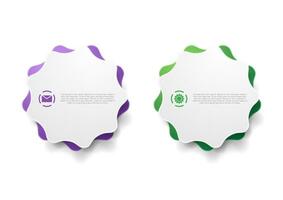 Abstract tech corporate web sticker labels green violet design vector