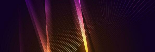 Orange violet glowing curved lines technology minimal background vector