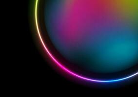 Holographic liquid geometric bubble shape and neon circle background vector