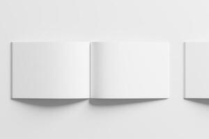 A4 Landscape Horizontal Magazine Brochure 3D Rendering White Blank Mockup photo