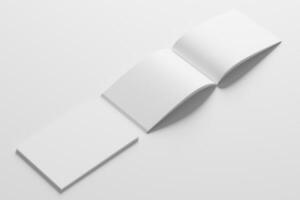 A4 Landscape Horizontal Magazine Brochure 3D Rendering White Blank Mockup photo