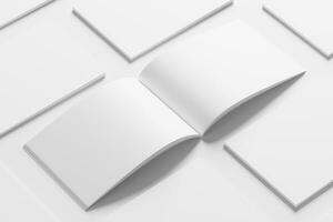 A4 Landscape Horizontal Magazine Brochure 3D Rendering White Blank Mockup photo