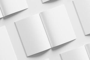 A4 A5 Magazine Brochure 3D Rendering White Blank Mockup photo