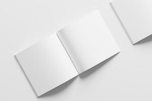 Square Magazine Brochure 3D Rendering White Blank Mockup photo