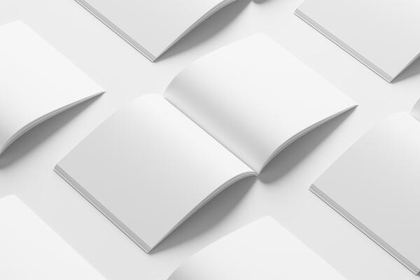 Square Magazine Brochure 3D Rendering White Blank Mockup