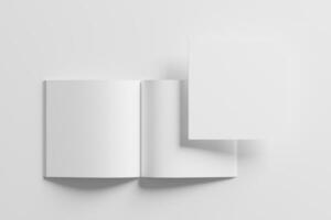 Square Magazine Brochure 3D Rendering White Blank Mockup photo