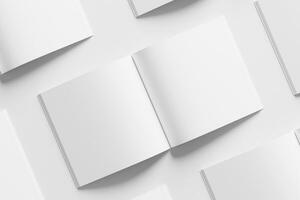 Square Magazine Brochure 3D Rendering White Blank Mockup photo