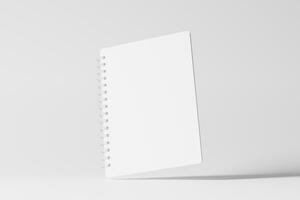 A4 A5 Rounded Corner Spiral Notebook 3D Rendering White Blank Mockup photo