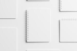 A4 A5 Rounded Corner Spiral Notebook 3D Rendering White Blank Mockup photo