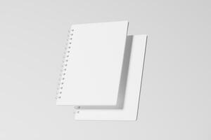 A4 A5 Rounded Corner Spiral Notebook 3D Rendering White Blank Mockup photo