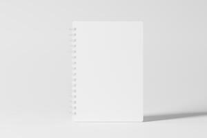 A4 A5 Rounded Corner Spiral Notebook 3D Rendering White Blank Mockup photo