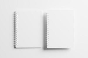 A4 A5 Rounded Corner Spiral Notebook 3D Rendering White Blank Mockup photo